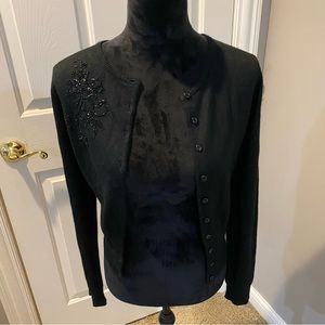 Black sweater with gorgeous black detail beading, size M